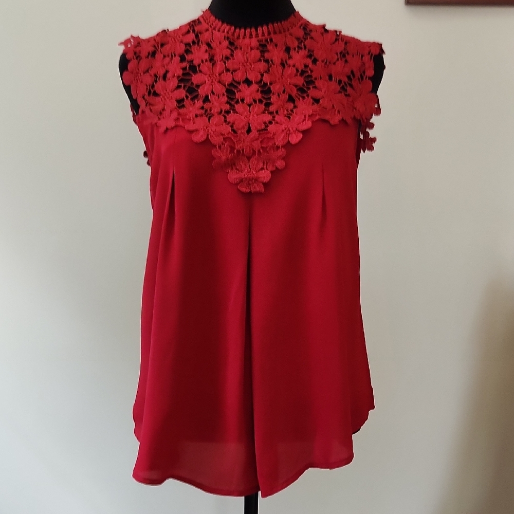 Elegant Red Lace Women's Top
